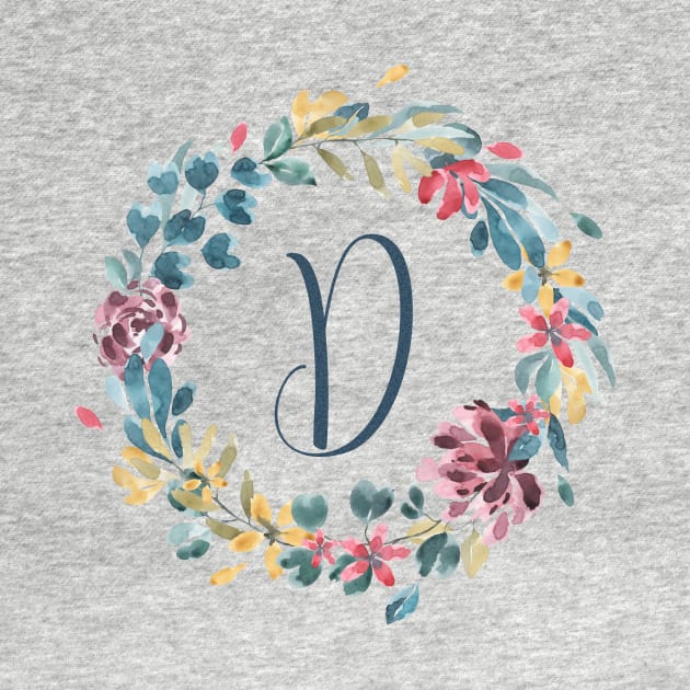 Floral Monogram D Colorful Full Blooms by floralmonogram